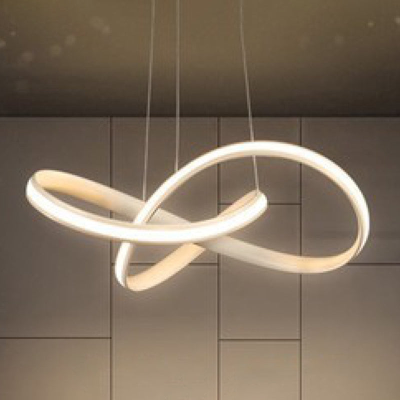 Sleek Metal Pendant Light Kit - Modern Curves Chandelier For Living Room White / 19.5