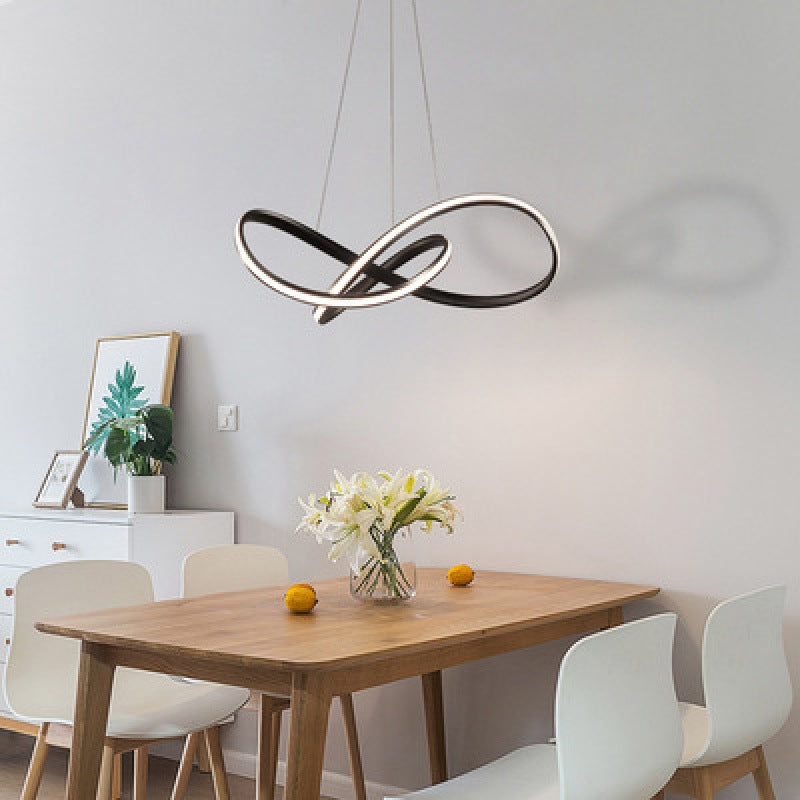 Sleek Metal Pendant Light Kit - Modern Curves Chandelier For Living Room Black / 19.5 White