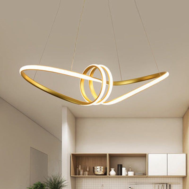Spiral Metal Chandelier For Stylish Living Room Lighting Gold / Natural