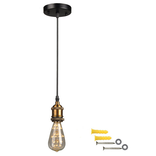 Suspension de plafond en métal de style ferme en noir - Lampe suspendue pour couloir à ampoule ouverte