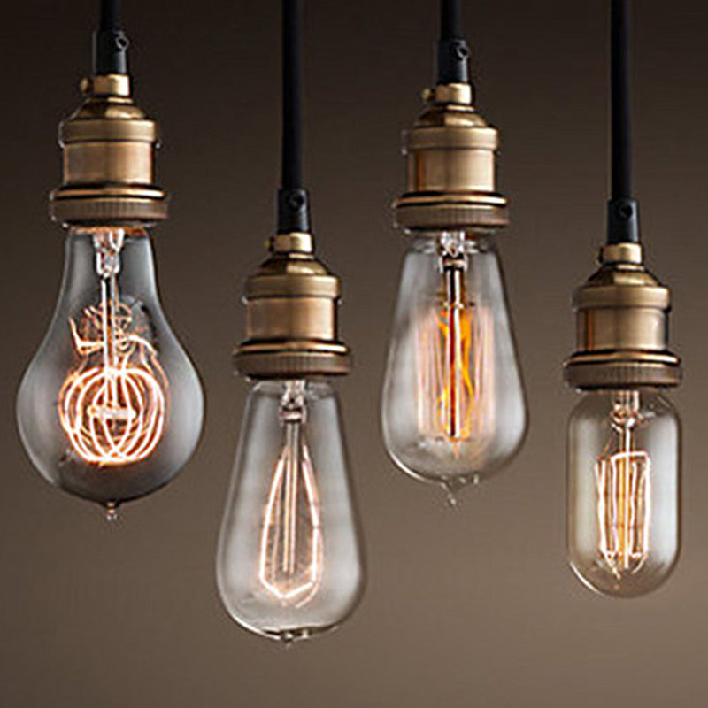 Suspension de plafond en métal de style ferme en noir - Lampe suspendue pour couloir à ampoule ouverte