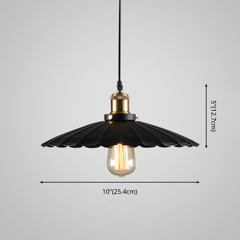 Black Scalloped Metal Pendant Lighting for Farm-Styled Coffee Shops