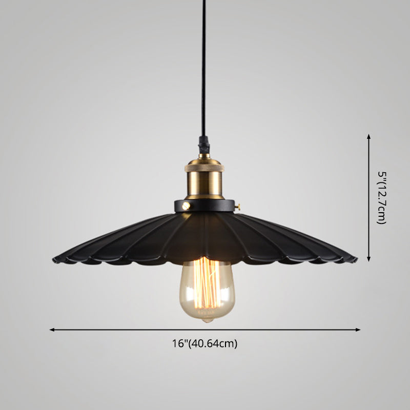 Black Scalloped Metal Pendant Lighting for Farm-Styled Coffee Shops