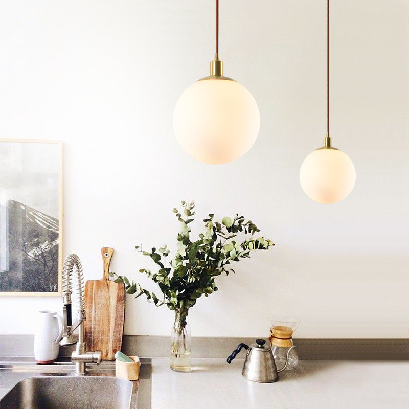 Contemporary Glass Pendant Light – Gold Spherical Design for Bedroom