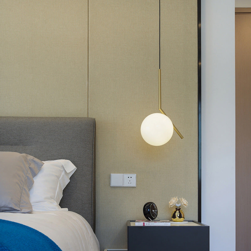 Mid Century Modern Glass Pendant Light - Sleek Hanging Fixture for Bedroom