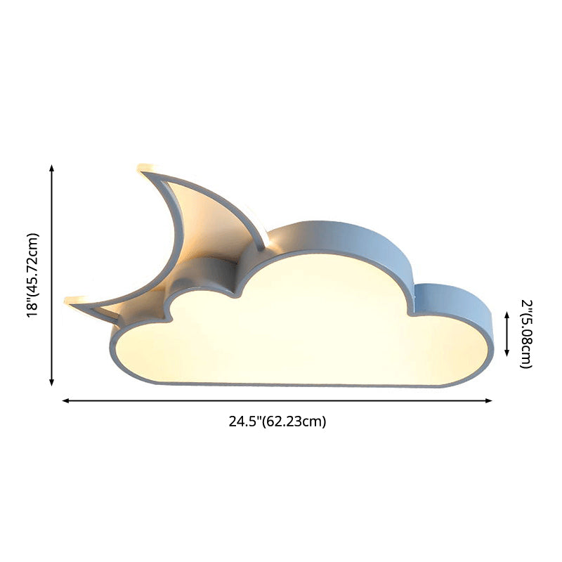 Nordic LED Metal Cloud & Moon Flush Mount Ceiling Light - Close To Ceiling Lighting Fixture