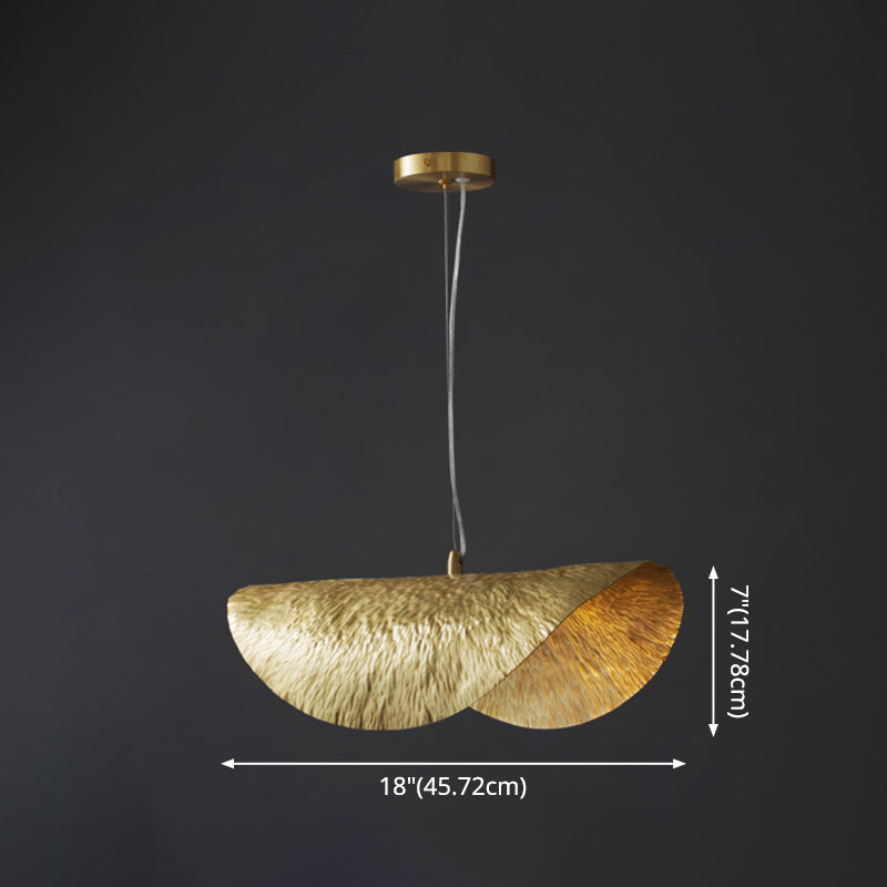 Mid-Century Gold Lotus Leaf Ceiling Pendant: Elegant Metal Hanging Lamp for Restaurants