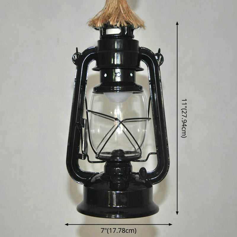 Vintage Industrial Hemp Rope Kerosene Horse Lamp Chandelier - Metal Restaurant Hanging Lighting