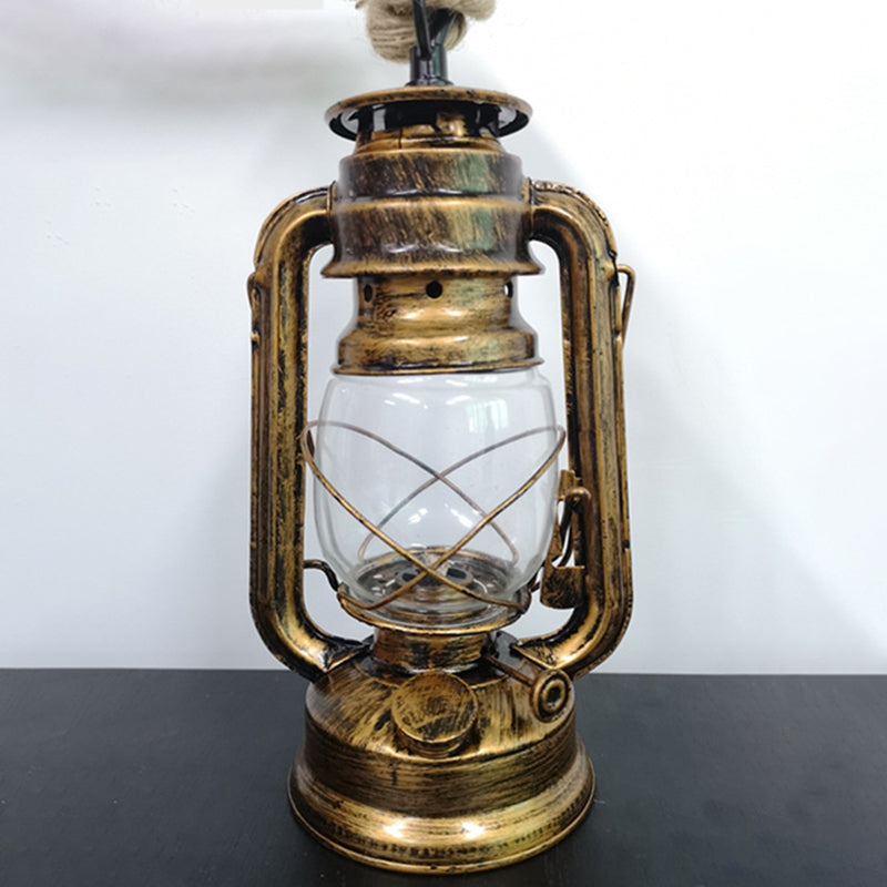 Industrial Vintage Hemp Rope Horse Lamp Chandelier For Restaurants - Metal Hanging Fixture Brass