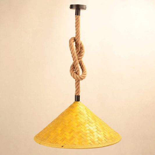 Suspension rustique en rotin et chapeau de paille pour maison de ferme - Kit de suspension de plafond à 1 lampe