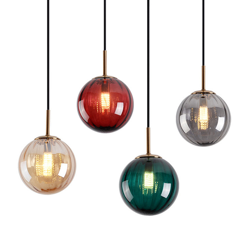 Brass Pendant Light Kit - Mid-Century Glass 1-Light Restaurant Drop