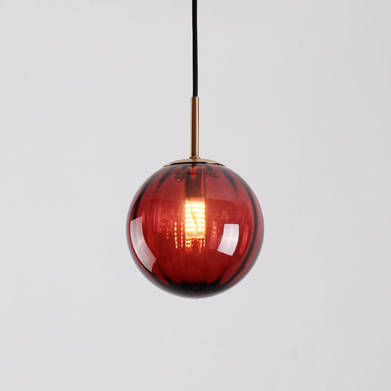 Brass Pendant Light Kit - Mid-Century Glass 1-Light Restaurant Drop Red / 6