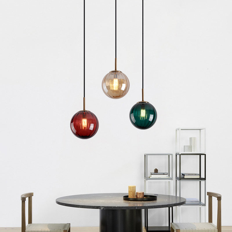 Brass Pendant Light Kit - Mid-Century Glass 1-Light Restaurant Drop