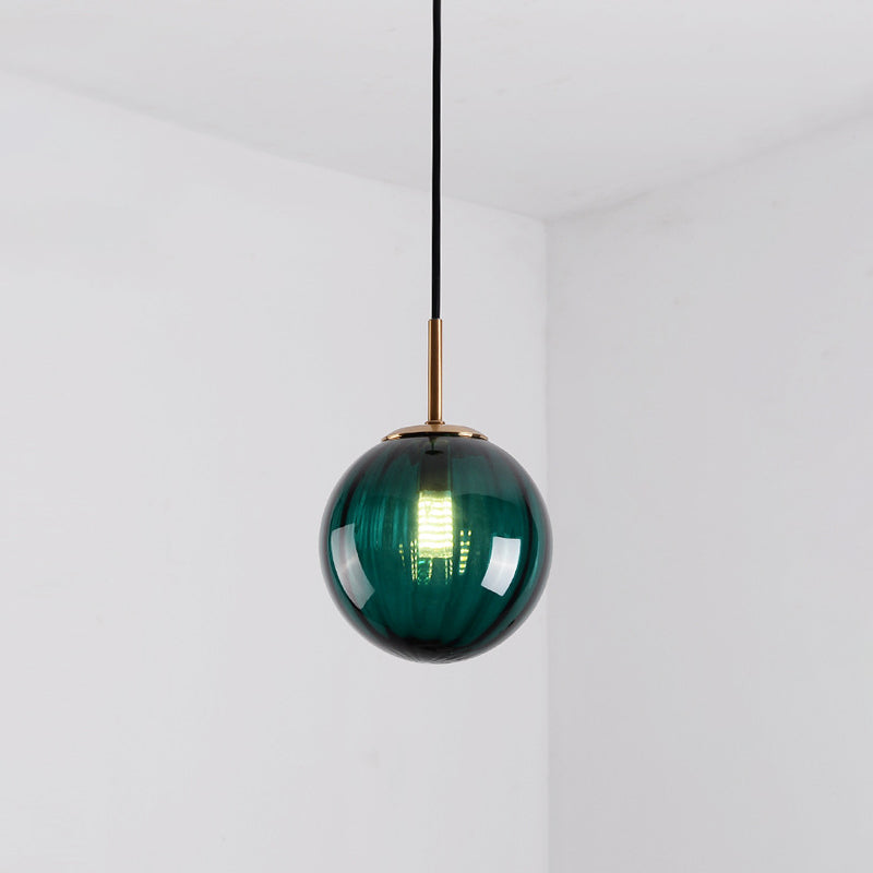 Mid-Century Brass Glass Pendant Light Kit - Restaurant Drop Design