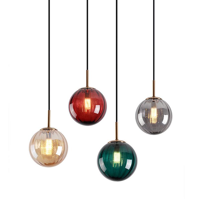 Brass Pendant Light Kit - Mid-Century Glass 1-Light Restaurant Drop
