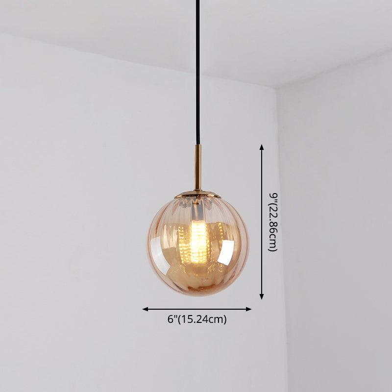 Brass Pendant Light Kit - Mid-Century Glass 1-Light Restaurant Drop