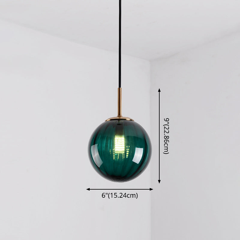 Brass Pendant Light Kit - Mid-Century Glass 1-Light Restaurant Drop