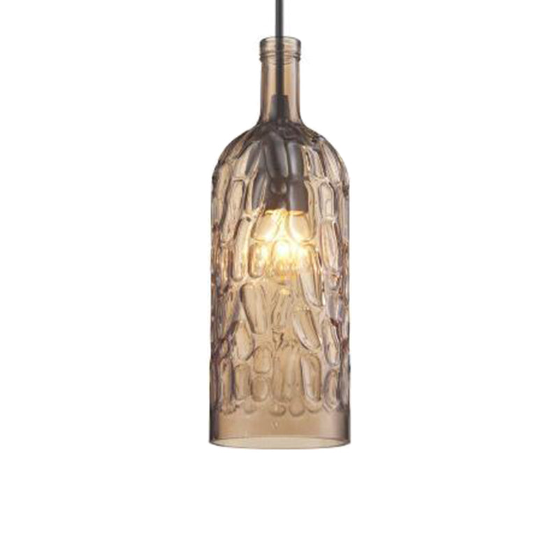Vintage Art Deco Wine Bottle Hanging Pendant Light With Wavy Glass For Bar And Restaurant Coffee