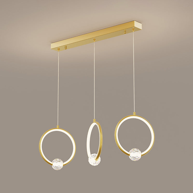 Modern Metal LED Indoor Pendant Light: Stylish Ring-Shaped Hanging Fixture