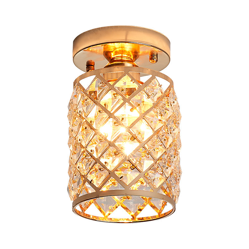 Minimalist Crystal Pineapple Semi-Flush Ceiling Light in Gold