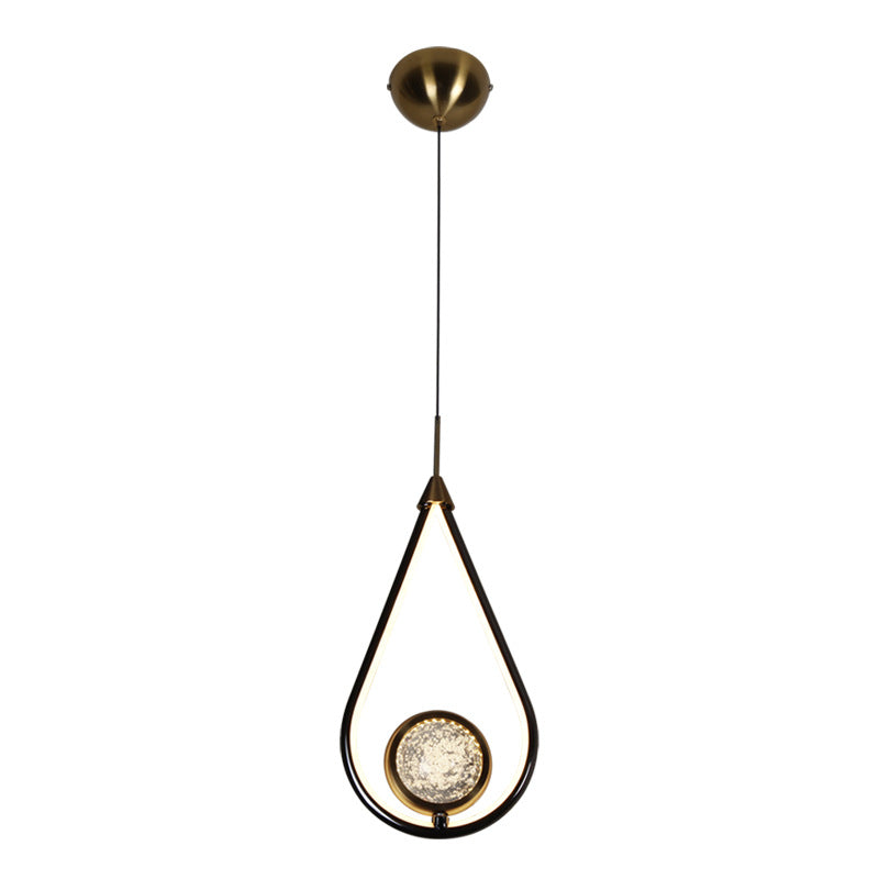 LED Crystal Pendant - Contemporary Style Metal Ceiling Hanging Lamp