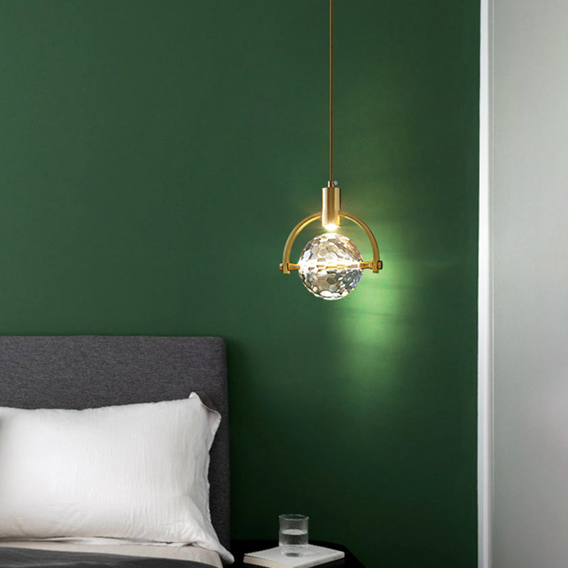 Modern Mini Crystal Pendant Light with Brass Finish for Living Room, Bar, and Coffee Shop Ceiling