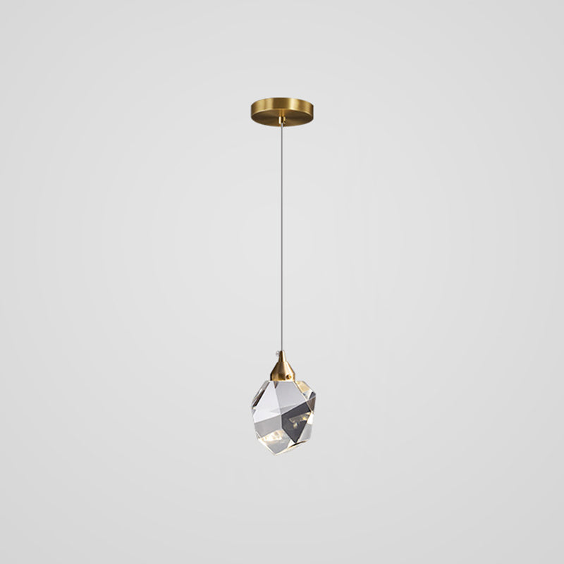 Modern Mini Crystal Pendant Light with Brass Finish for Living Room, Bar, and Coffee Shop Ceiling