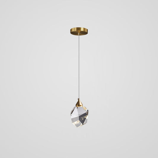 Modern Mini Crystal Pendant Light with Brass Finish for Living Room, Bar, and Coffee Shop Ceiling