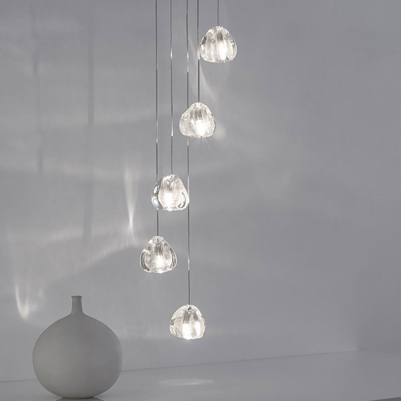 Bubble Glass Mini Pendant Light - Modern Nordic Design, LED Round Stair Hanging Lamp
