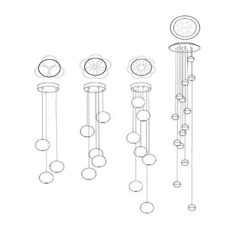 Bubble Glass Mini Pendant Light - Modern Nordic Design, LED Round Stair Hanging Lamp