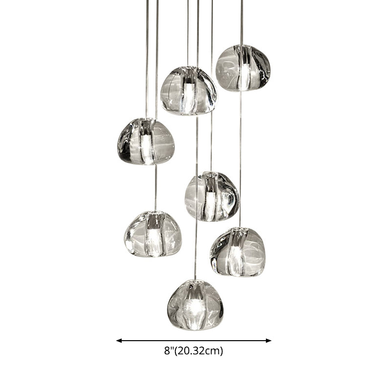 Bubble Glass Mini Pendant Light - Modern Nordic Design, LED Round Stair Hanging Lamp