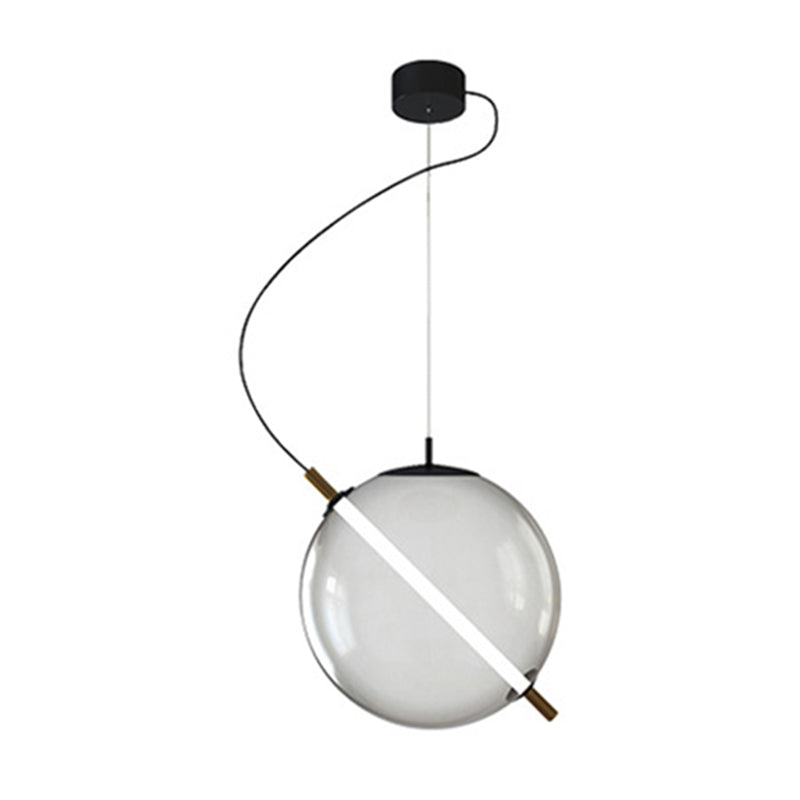 Modern Glass Globe Led Pendant Light For Stylish Kitchens Smoke Gray / 14