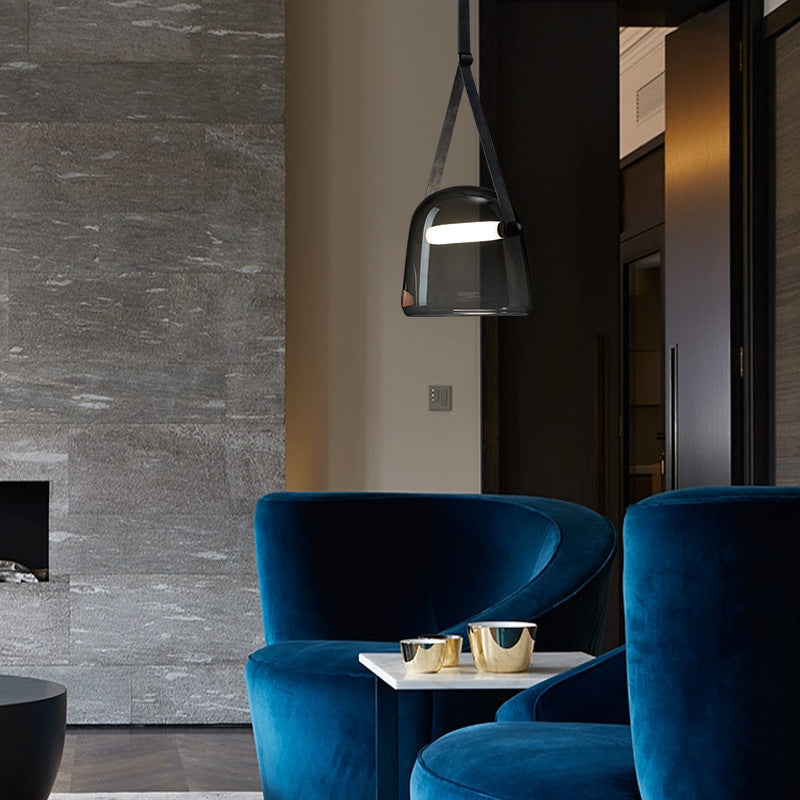 LED Pendant Light Fixture - Large Glass Dome for Kitchen Island Lighting