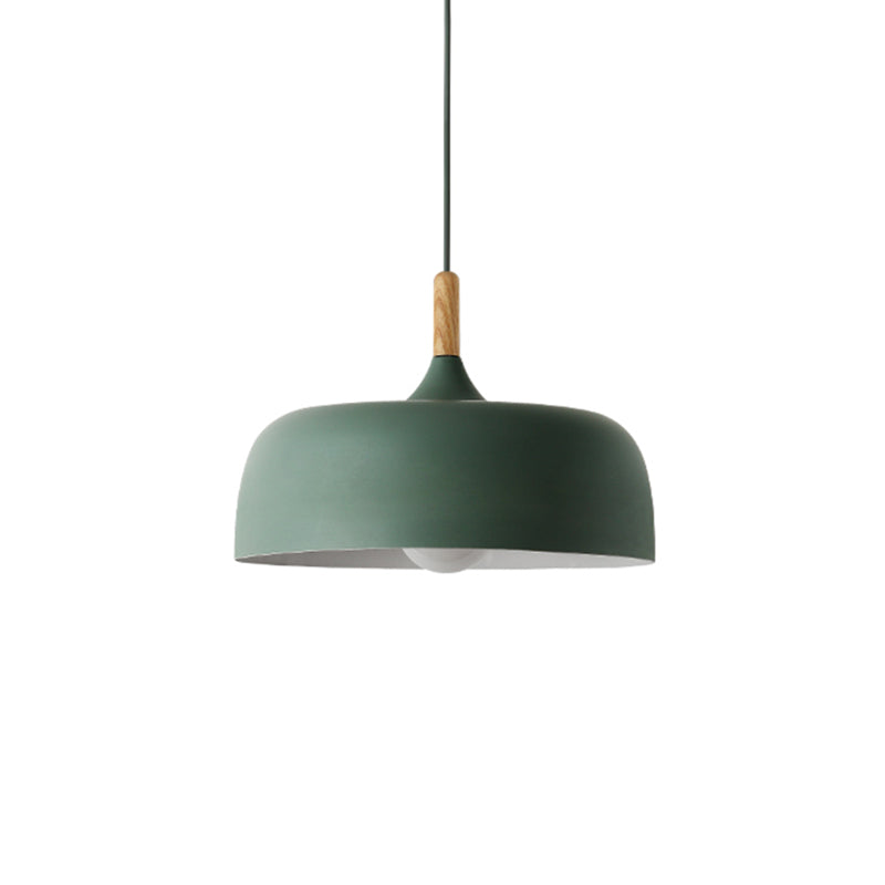 Modern Led Macaron Color Ceiling Pendant Light With Wood Lamp Socket Green / 12