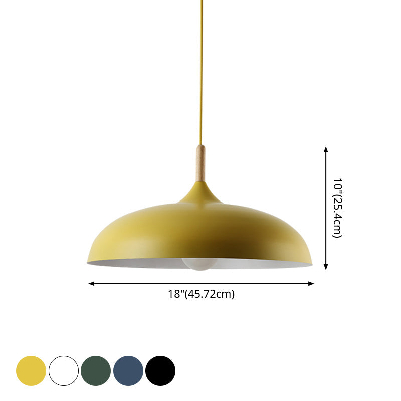 Modern LED Ceiling Pendant Light with Wood Lamp Socket - Macaron Color Option