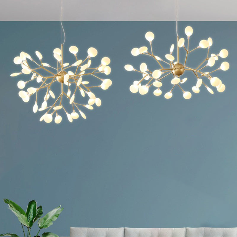 Océane - Firefly Chandelier Pendant Light Modern Style Acrylic Living Room Led Hanging In Gold