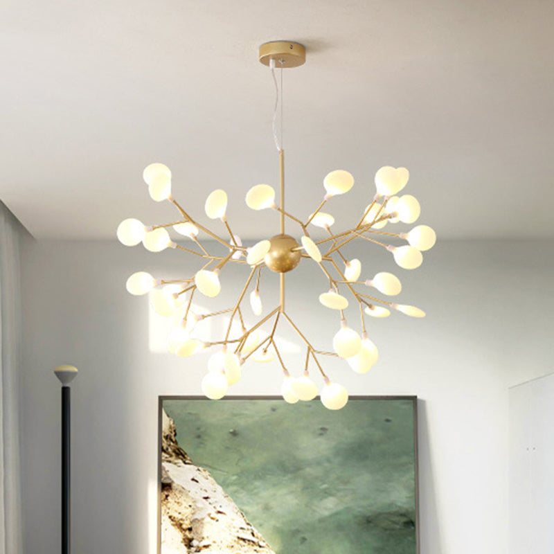 Océane - Firefly Chandelier Pendant Light Modern Style Acrylic Living Room Led Hanging In Gold