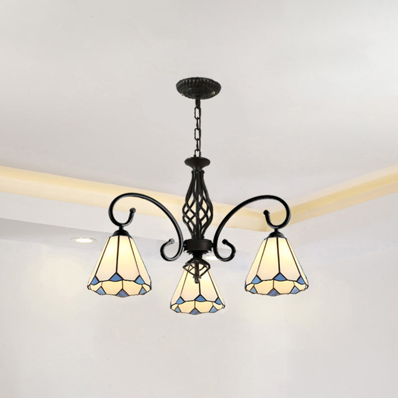 Tiffany Style Stained Glass Chandelier for Living Room with Adjustable Chains