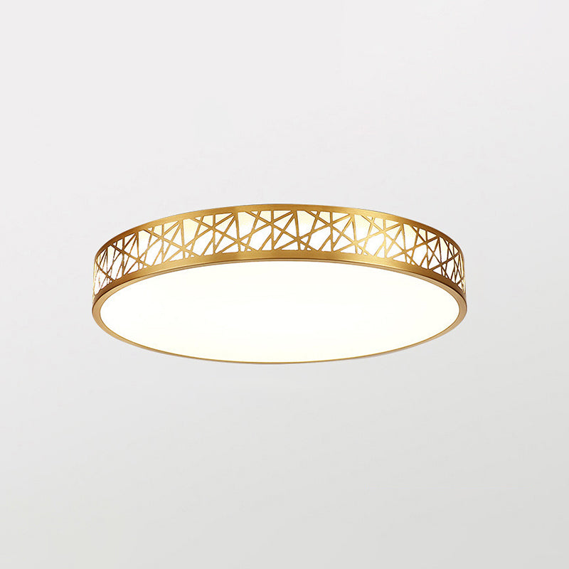 Minimalist Brass Ceiling Light with Geometric Design and LED Flushmount
