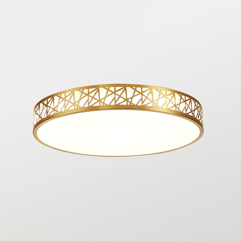 Minimalist Brass Ceiling Light with Geometric Design and LED Flushmount