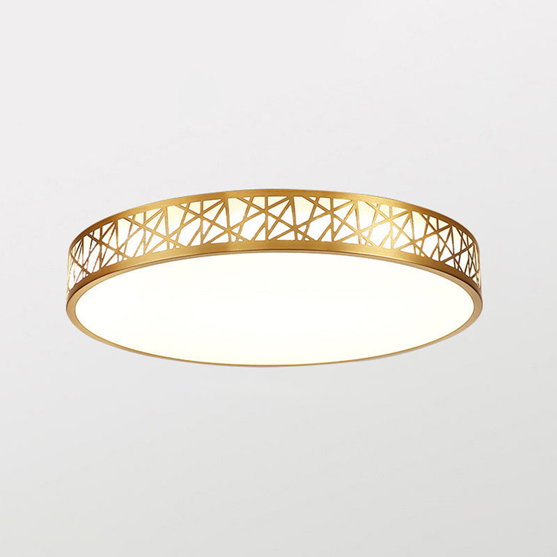Minimalist Brass Ceiling Light with Geometric Design and LED Flushmount