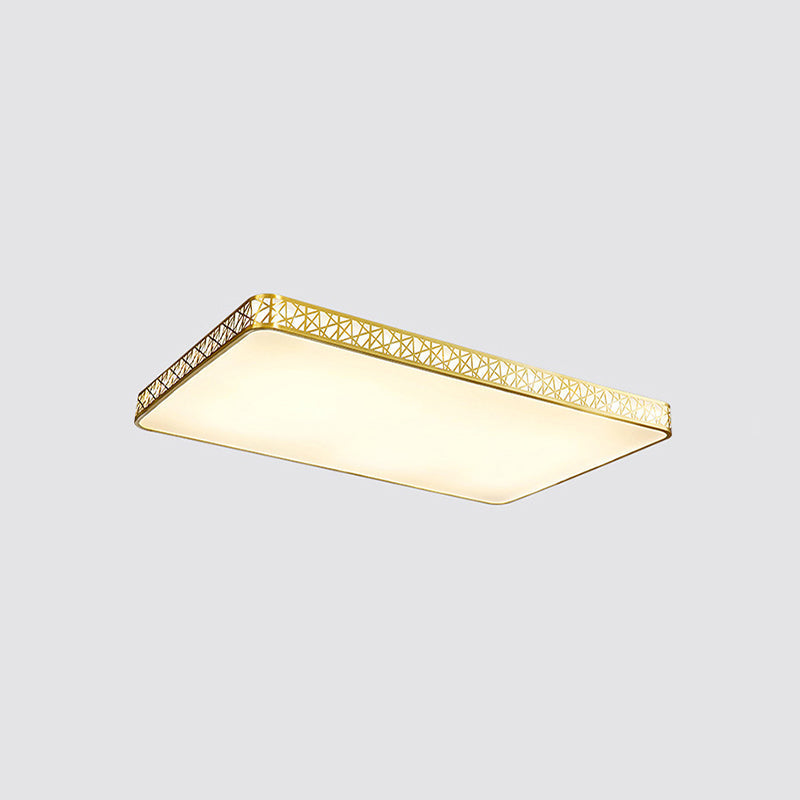 Minimalist Brass Ceiling Light with Geometric Design and LED Flushmount