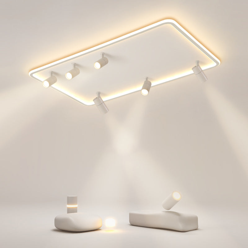 Modern LED Flush Mount Spotlight for Living Room Ceiling - Acrylic Rectangular Design