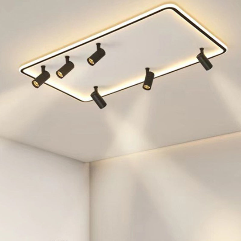 Modern LED Flush Mount Spotlight for Living Room Ceiling - Acrylic Rectangular Design