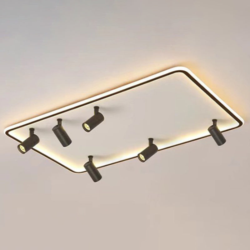 Modern LED Flush Mount Spotlight for Living Room Ceiling - Acrylic Rectangular Design