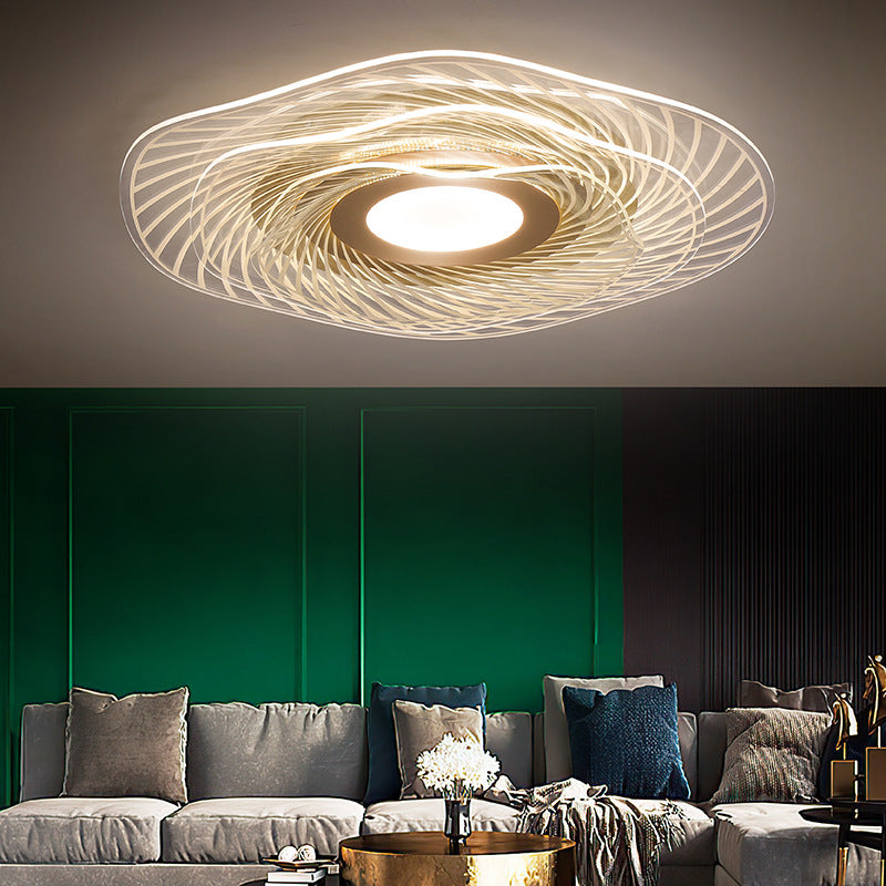 Simplicity Gold Acrylic Ruffle Flushmount LED Ceiling Light for Living Room