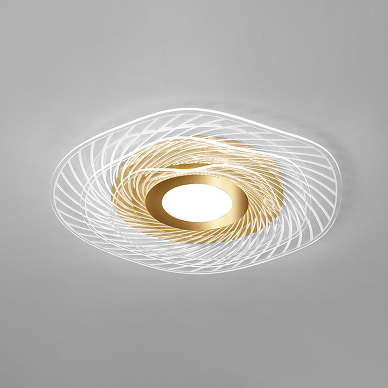 Simplicity Gold Acrylic Ruffle Flushmount LED Ceiling Light for Living Room