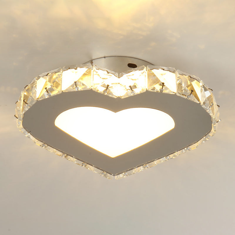 Stylish Stainless Steel LED Flush Light with Crystal Accents for Hallway