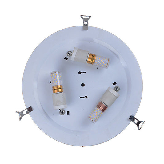 Vintage Blue Handcrafted Glass Dome Ceiling Flush Light With Feather Pattern