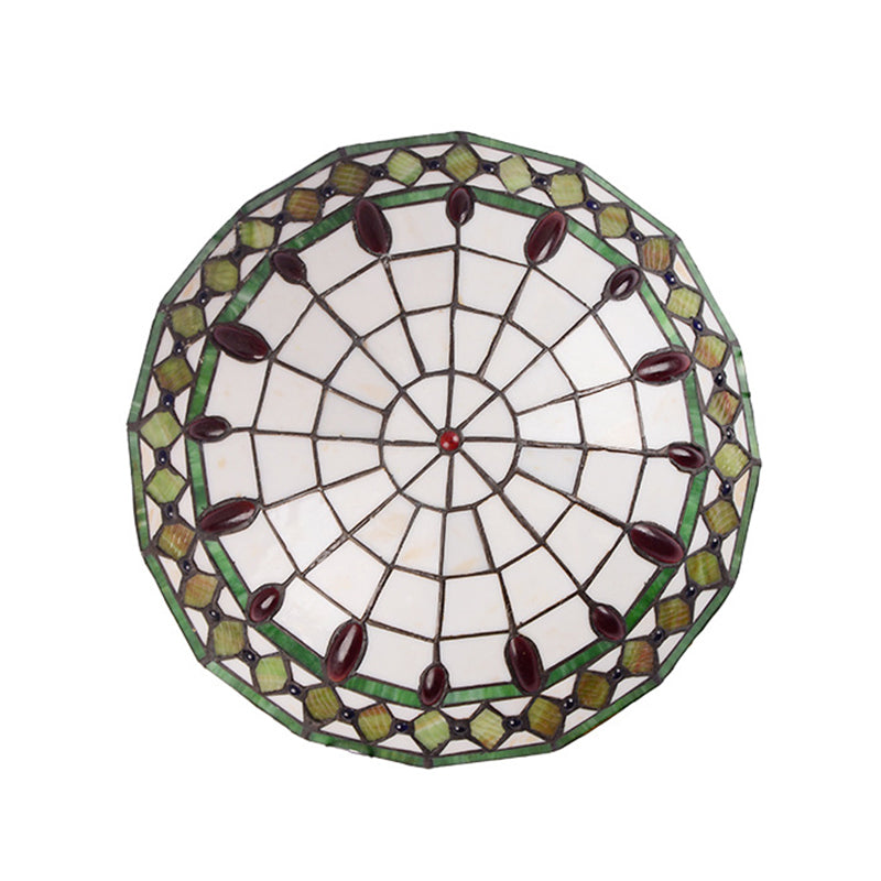 Mediterranean Jeweled Round Ceiling Light - Handcrafted Glass Fixture for Bedroom